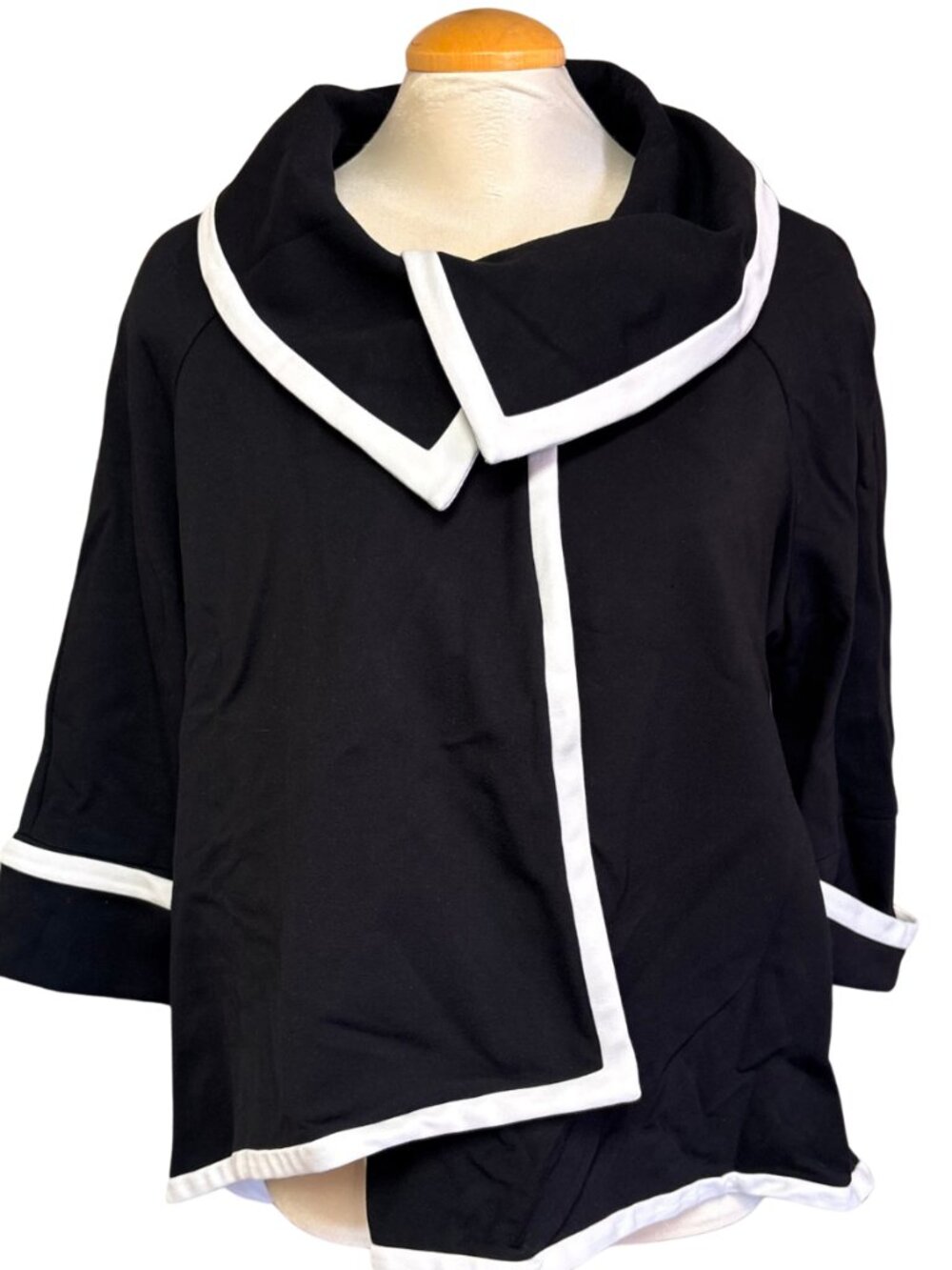 Joseph Ribkoff Black Jacket with White Trim Cape